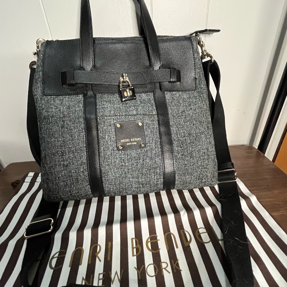 Henri Bendel Black and Gray Briefcase